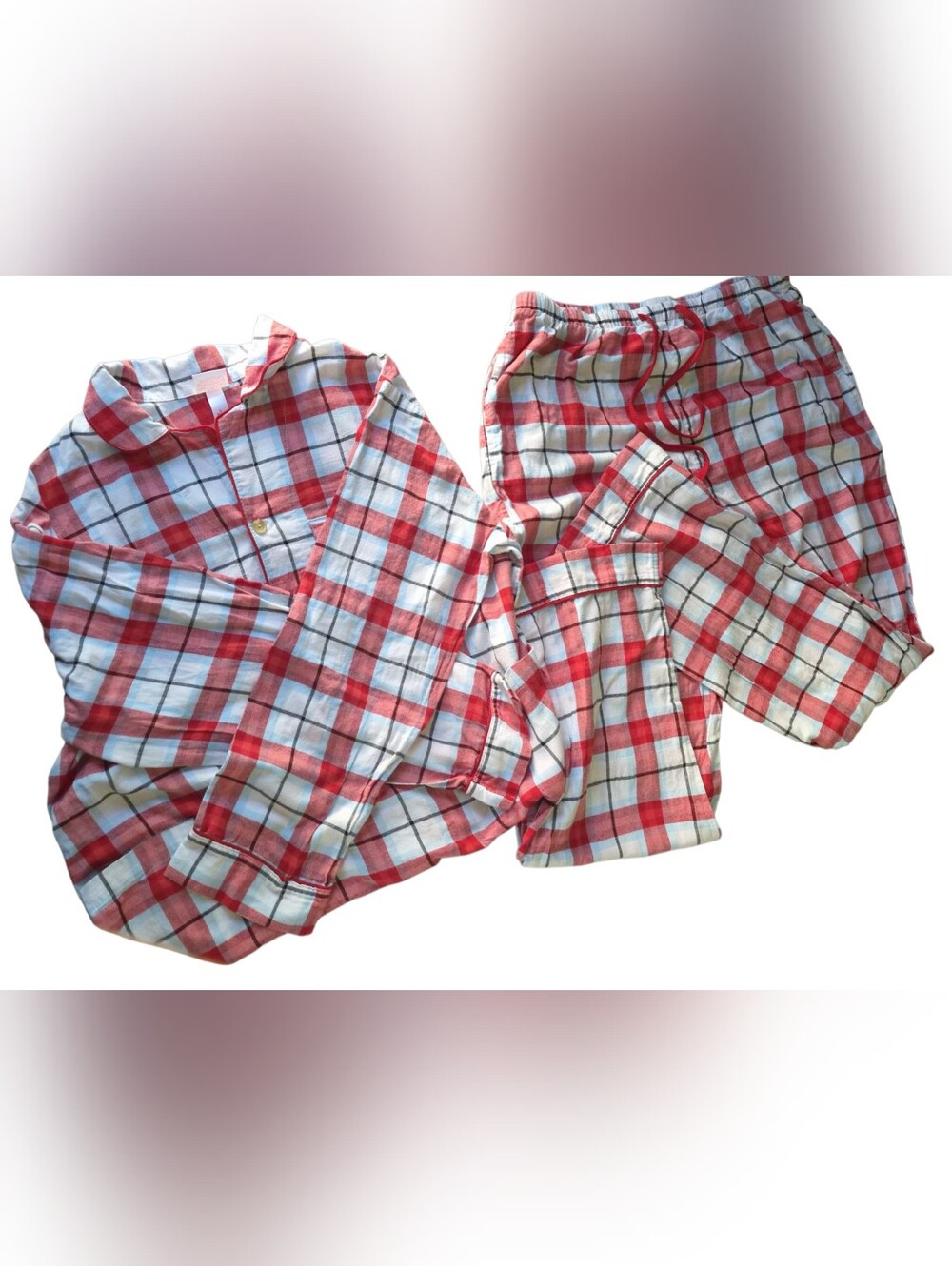 Men's Red Plaid Cotton Flannel Lounge Pants Size Large